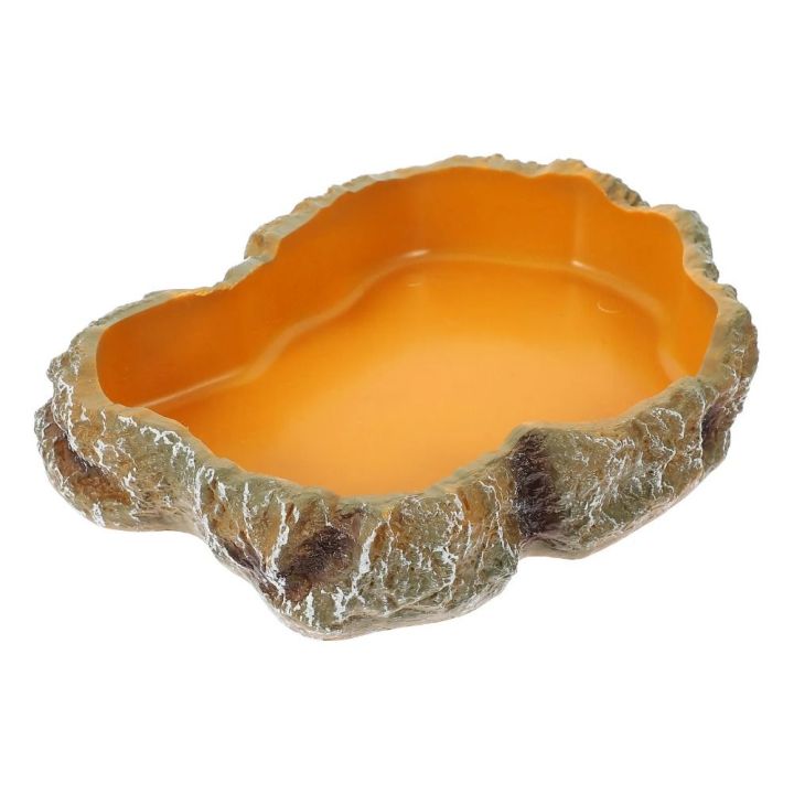 DFVDSPW Rock Reptile Water Bowls Resin Climbable Amphibian Feeding Bowl ...