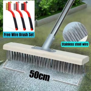 2 in 1 floor scrub brush with long handle weeding moss tool broom brush