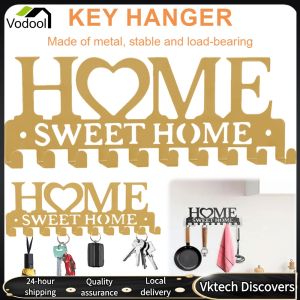 【Vodool】 Wall Key Holder Key Hooks 10 Hooks Wall Mounted Key Holder Multi-Function Self Adhesive Key Rack for Bathroom Living Room