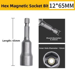 OUREAL Đầu từ tính Bộ đầu khẩu tác động Đầu lục giác 1/4 inch Phạm vi 6-19mm Bộ mũi vặn vít từ tính Bền bỉ Công cụ vặn bu lông Bộ chuyển đổi mũi khoan điện Sử dụng trong xưởng cơ khí