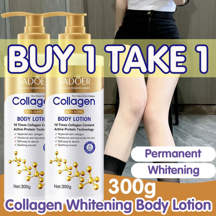 【BUY 1 TAKE 1】300g Collagen Whitening Body Lotion Moisturizin Smooth ...