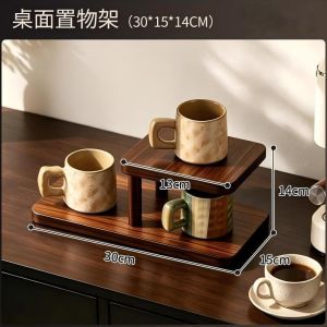 Multi Tier Desktop Corner Shelf Cup Holder Kitchen Table Storage Organizer Tea Water Coffee Cups Home Office