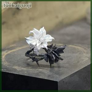 tuokaiguoji Mandala Hoa Tinh Tế Màu Đen Và Trắng Vòng Cho Phụ Nữ Cá Tính Kim Loại Punk Đảng Finger Nhẫn Thời Trang Đồ Trang Sức Phụ Kiện