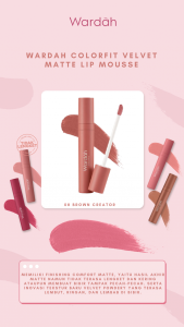 Wardah Colorfit Velvet Matte Lip Mousse 4gr Wardah Colorfit Velvet Matte Lip Mousse Color Therapy™ - Lip Cream Tahan Lama - Hasil Matte dan Blurry Effect