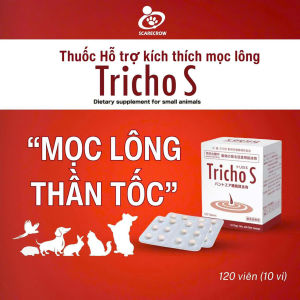 Sản phẩm TRICHO S giúp cân bằng dinh dưỡnglông mượt-da khỏe & mọc lông thần tốc cho chó mèo [ Hộp 120v ]