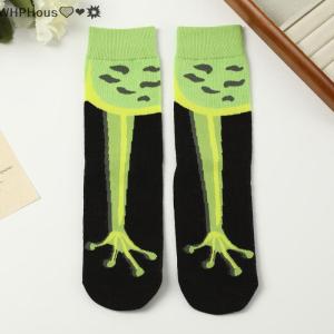 WP💓💛💖 Women Ankle Socks Cartoon Frog Print Japanese Funny Creative Fashion Street Spring Autumn Breathable Cute Girl Short Socks