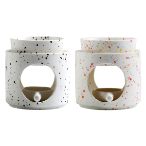 Unique Colorful Dots Ceramics Aromas Lamp Oil Burners with Tealight Spoon and Removable Bowl for Relaxing Environment