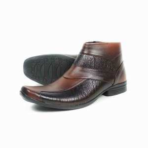 Sepatu Pantofel Pria Tinggi Kulit Casual Pantopel Boots Terbaru E 06 TAN MAMOJO STORE
