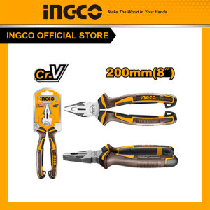 Kìm răng 8 inch ~20cm INGCO HCP28208 thép CR-V đen bóng chống mài mòn tay cầm vàng đen hai màu chắc chắn độ bền cao phù hợp cơ khí sửa chữa lắp đặt dân dụng và công nghiệp
