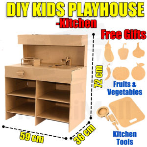 Kid Kitchen Playhouse    Kid Toy Gift    Art and Craft Kid cardboard playhouse    Birthday present