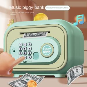 POUKL Password Lock Bank Safe Box Fingerprint Money Box Children Money Boxes Mini Atm Machine Storage Box ATM Savings Box Home Decoration