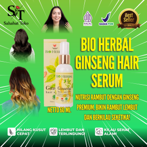 Serum Penumbuh Rambut Rontok Botak Bioherbal Ginseng Hair Serum Rambut 60 ml BPOM Original
