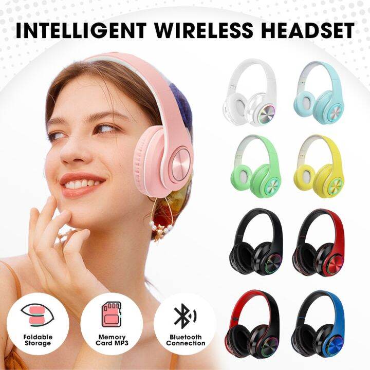 Ready Stock B39 Wireless Headset Bluetooth 5.0 Colorful LED Bass Stereo ...