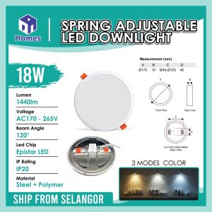 18W 24w Spring Adjustable Downlight LED Round (Daylight / Warm White / 4000k/3Modes) Panel Ceiling Downlight Surface Light