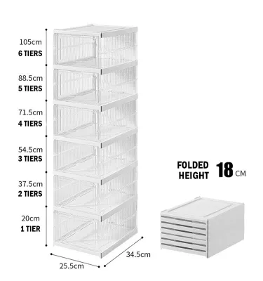 Collapsible Shoe Rack Foldable Transparent Clear Shoe Cabinet Dustproof Storage Household Large Capacity