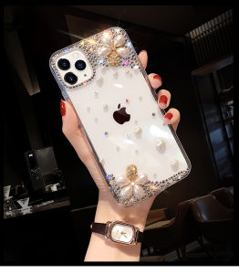 Diamond Pearl Flower Rhinestone Case For IPhone 15 11pro 12pro 13pro 14 Pro Max XR XS Max X 8 8Plus 7 7Plus 6 6S Plus SE Phone Case