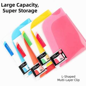 PHANT Angled-cut Multi-functional Storage Folder Waterproof Dual-color A4 Document Organizer Office Supplies Portable Student File Folder for Office Organization