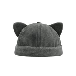 DRESSPLUS Sweet Cat Ears Brimless Hat Cute Adjustable Solid Color Beanie Hat Simple Without Brim Bucket Cap