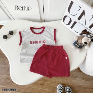 Set bộ cotton áo tanktop BNE KID kèm quần short bé trai đi chơi đi học 9kg đến 28kg BERNIE H0326B33