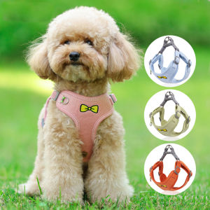 DY Loving New Pet Harness Dutch Fleece Soft Morandi Color Dog Cute Harness with Embroidery Bow