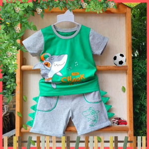 [Cao Cấp Cực Đẹp] Đồ Bộ Bé Trai Size 10kg-37kg Thun Cotton Co Giãn 4 Chiều Mềm Mịn Siêu Mát Hình Khủng Long.1592.3.KT