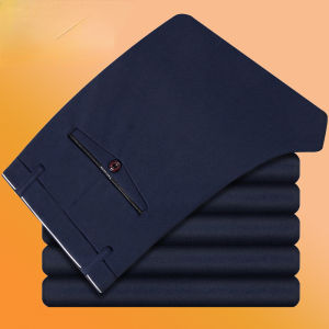 MARK BELT (Size 42-52) Mens Formal Pants Office Thin Slim Fit Black Long Trousers Man Business korean Casual Pant Big Plus Size