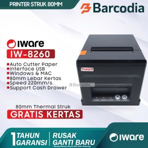 IWARE IW-8260 Printer Thermal Struk 80mm USB Wired Auto Cutter RJ11 Printer Thermal 80mm