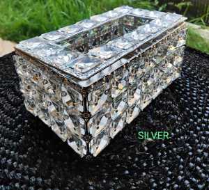 LIUSHOOP03-Kotak Tisu SWAROVSKI Emas Cantik Cristal Gold Tissue Box Bling / Tempat Tisu Kaca Manik / Kotak Tissue Kristal