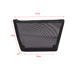 Most Popular Transparent Black Mesh Zipper Cosmetic Bag Women Waterproof Hand-held Makeup Bag Set Travel Portable Toiletries Storage Bag Optional Toiletry Organizer Zipper Pencil Pouch
