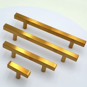 MUNCHX Thép không gỉ Tay nắm tủ Tối giản Vàng Núm ngăn Hiện đại Hình vuông Tay nắm cửa dùng cho nhà bếp phòng ngủ phòng tắm.