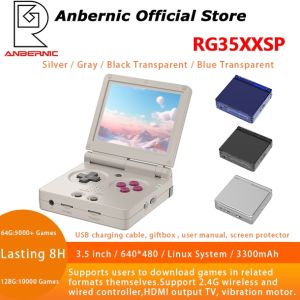 ANBERNIC RG35XXSP flip game console 3.5-inch screen Linux system Hall magnetic switch supports 2.4G wireless controller and wired controller connection HDMI connection to TV
