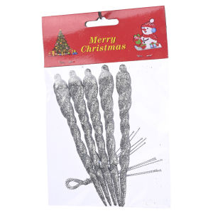 12/5Pcs Plastic Simulation icicle Christmas Tree Hanging Ornament Xmas Decor 13cm