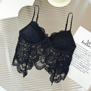 PM❀ 2025ประมาณผู้หญิงสไตล์ฝรั่งเศสเสื้อกั๊กริมสะดวกสบาย และเซ็กซี่เสื้อชั้นในด้านใน ลูกไม้เซ็กซี่ เสื้อกล้าม