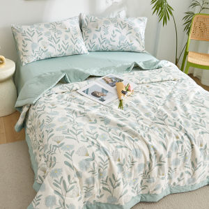 【Super low price】Printed 100% Cotton Summer Comforter Lightweight King Size Air Conditioner Quilt Blanket Pure Cotton Soft Breathable Thin Duvet