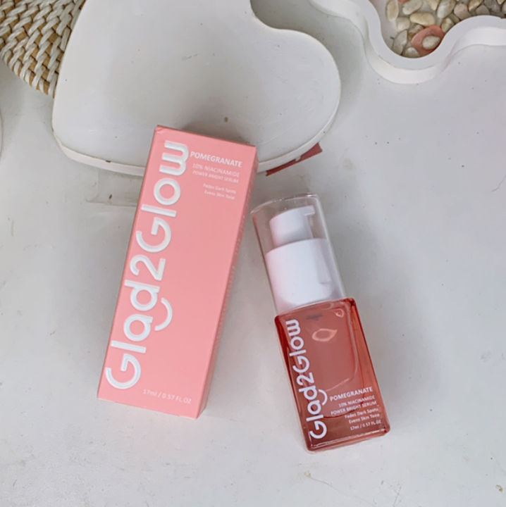 Glad2Glow Pomegranate 10% Niacinamide Power Bright White Serum Wajah 17ml | Serum Niacinamide Serum Alpha Arbutin❤ EWA ❤