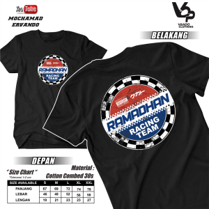 Vando Baju Kaos Ramadhan Racing Team Lengan Pendek Cotton Combed 30s Atasan Pria Kekinian