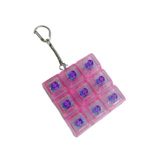 GLOWLITE 9 Keys LED Keyboard Key Toy Colorful Keycap Clear Clicker Decompression Fidget Keychain Pass Time Comfortable Touch Button Finger Clicker Toys Anti-Stress