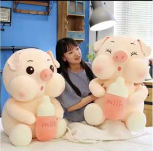 Boneka Babi Pig Bottle milk ukuran JUMBO Boneka Lucu / Boneka lmut