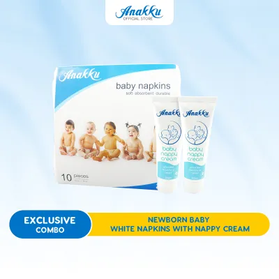 [Exclusive Combol] Anakku Newborn Baby White Napkins with Nappy Cream Krim Bayi Ruam Lampin AKBD0002