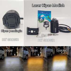 LED Laser Modish plus kipas - Lampu tembak LED  high low putih kuning waterproof