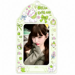 1Pcs Cute Photocard Holder Keychain Kpop Photo Card Holder Star Wave Photocard Keychain Transparent