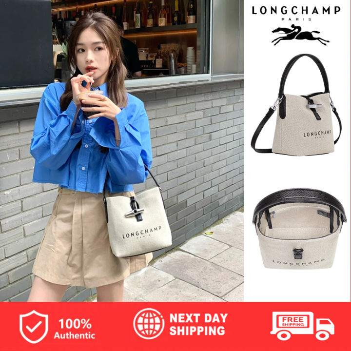 Longchamp roseau bucket bag canvas handbag shoulder bag crossbody bags
