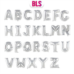 Balon Foil Huruf Alfabet A-Z Warna Silver 16inch 40cm Dekorasi Pesta