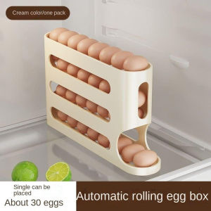 【COD】Automatic Scrolling Refrigerator Egg Storage Box Organizer 30 Egg Tray Containers Egg Holder Kotak Simpan Telur