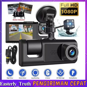 Dash Cam 1080P DVR Front Inside Rear Camera Driving Recorder 2 Inch Full HD Screen Dashcam Support Night-Vision Loop Recording One-Key Lock 3 Kamera