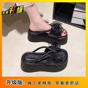 [Free Shipping] Summer New Collection: Stylish And Sweet Platform Sandals With A Bow Design Perfect For Pairing With Dresses WomenS Slip-On Sandals
