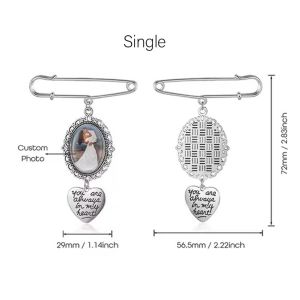 DIY Photo Wedding Bouquet Photo Brooches Pin Metal Angel Wing Photo Frame Pendant for Bride Groom DIY Oval Picture Frame Gifts