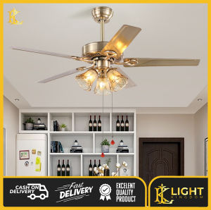 American Retro Fan Ceiling Gold Chandelier Design Elegant Modern Ceiling Fans with Lights For Home Bedroom Restaurant Modern Industrial Ceiling Fan Lamp room decoration