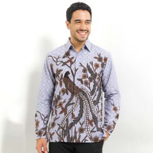 Rianty Batik Premium Pria Kemeja Panjang Grey Abu Hem Emir