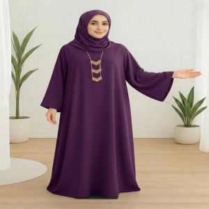 Jubah Muslimah Abaya S–4XL Kain Como Crepe Lengan Panjang Zip Belakang | Penghantaran Pantas